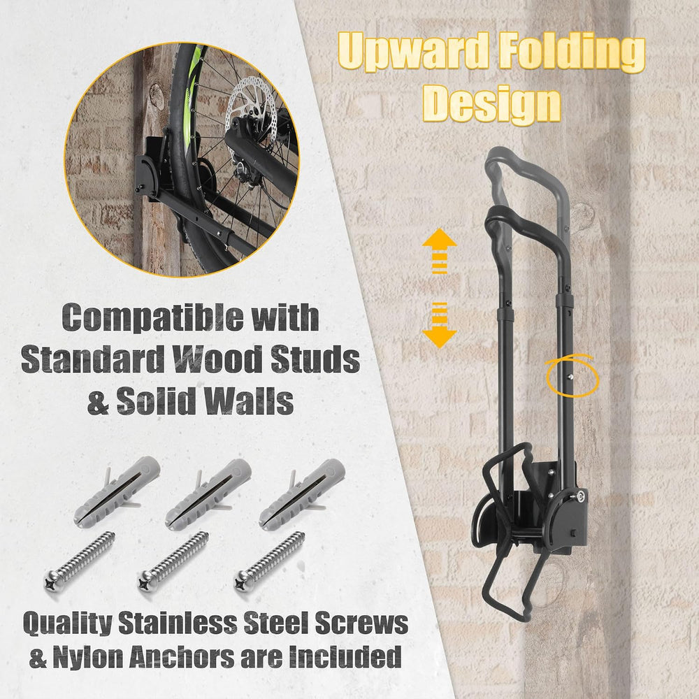 CyclingDeal Swivel Bike Wall Mount Rack - Vertical Adjustable Foldable Bicycl...