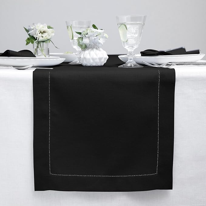 Solino Home Linen Black Table Runner 156 Inches Long - 100% Pure Linen Extra ...