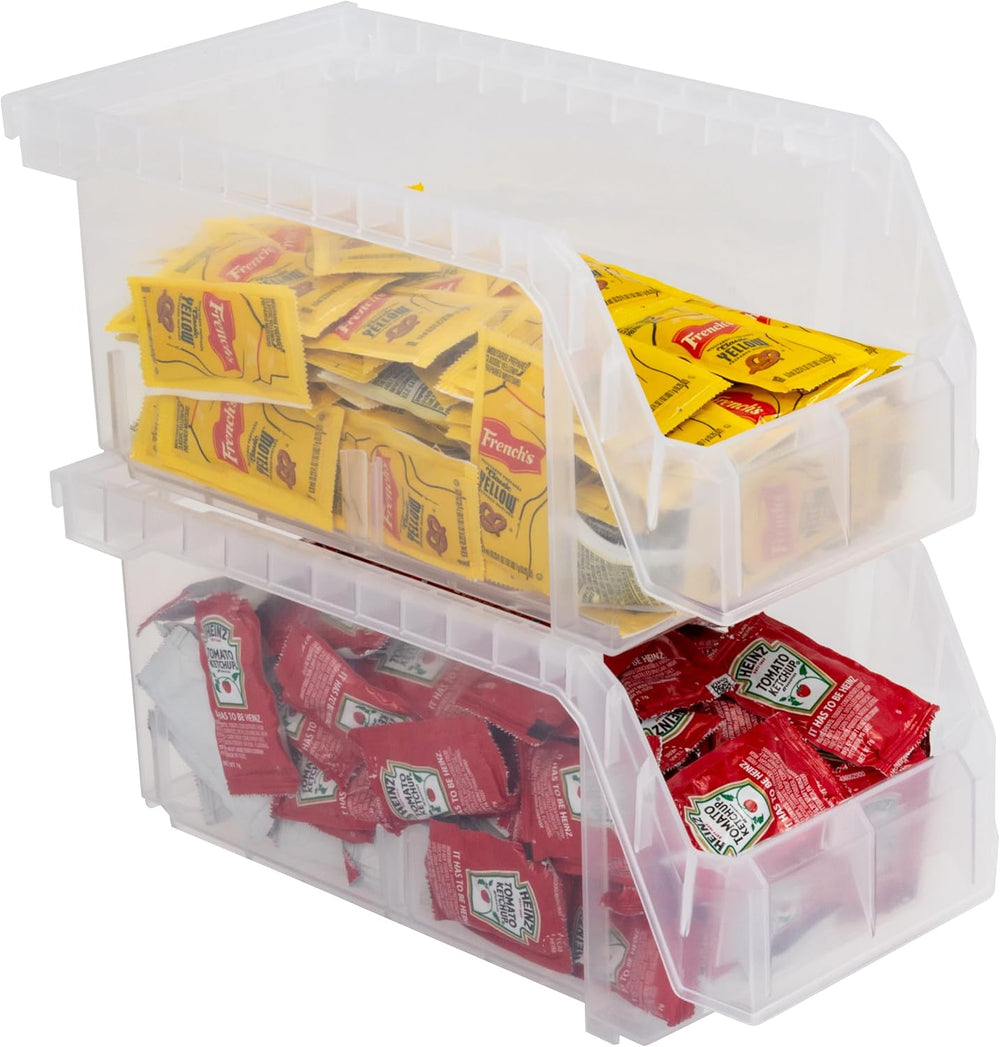 Medium Stackable Plastic Storage Bins, 8-Pack, Clear