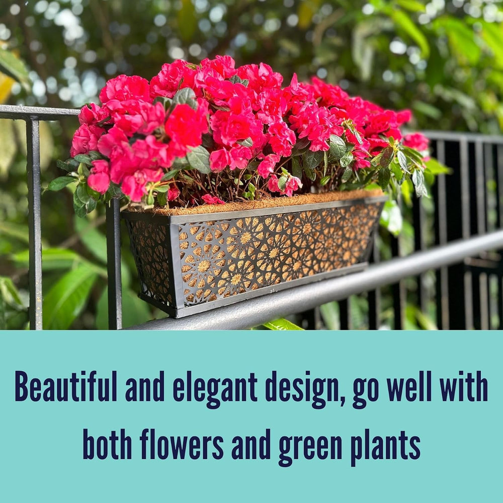 LaLaGreen Garden Wall Planter (16 in, 4 Pack) Black Window Box with Liner