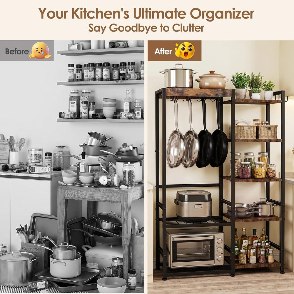 Housolution 5 Tier Cast Iron Pot Rack Pan Organizer Cookware Storage Shelf