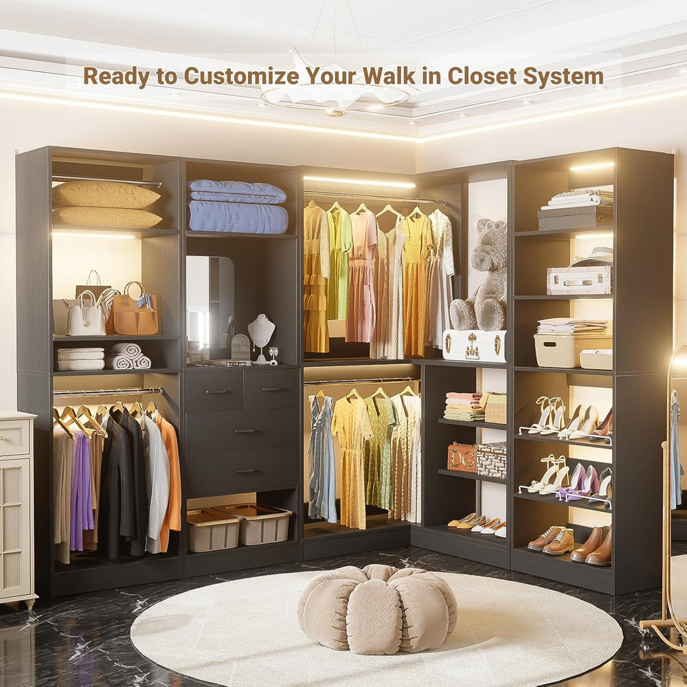 Unikito 36" Corner Closet System with Shelves, L Shaped Closet Organizer