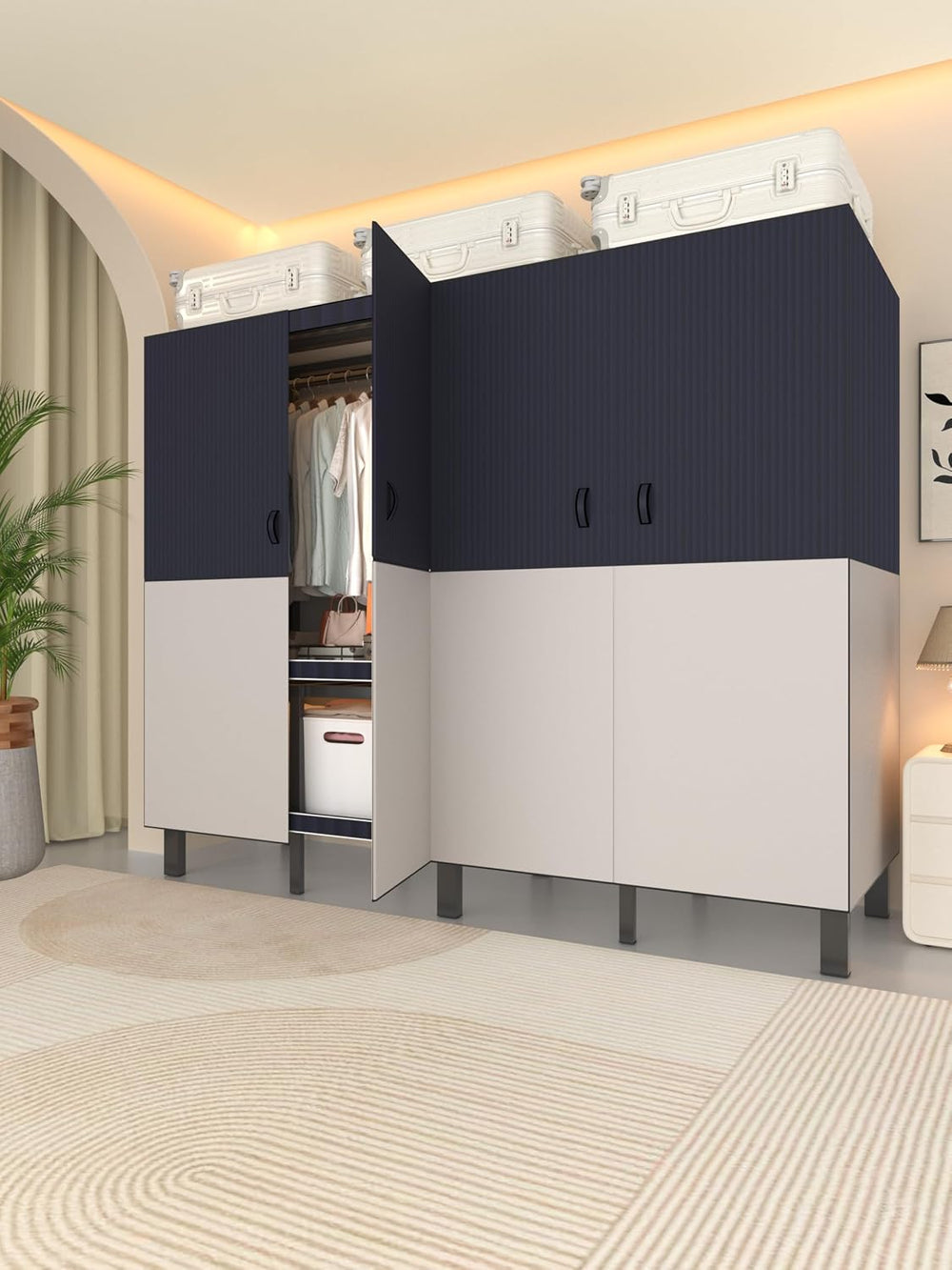 Foldable Portable Wardrobe Closet with Magnetic Doors & Cover, Heavy Duty...