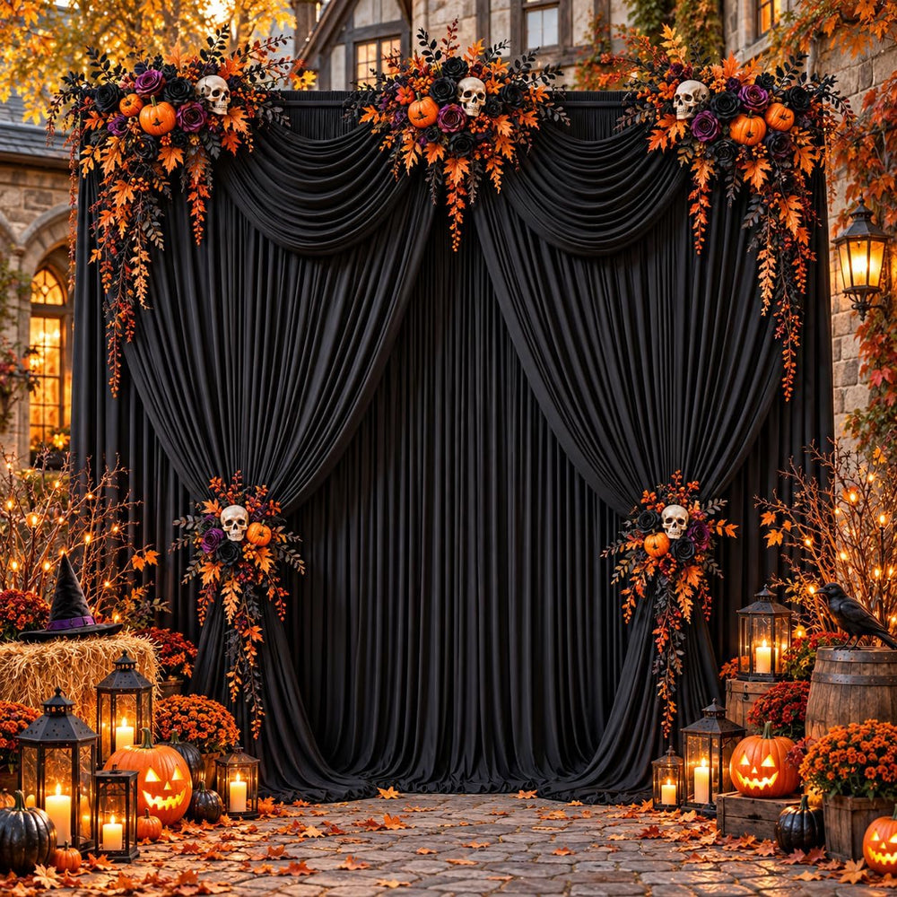 30 ft x 10 ft Wrinkle Free Black Backdrop Curtain for Parties, 6 Panels Silky...