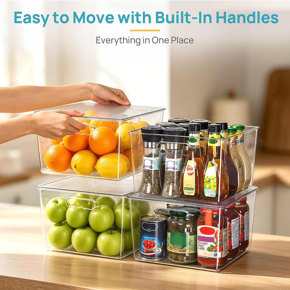 Vtopmart 8 Pack Extra Large Clear Stackable Storage Bins with Lids for Cube