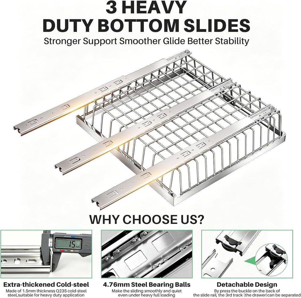 Kitstorack Expandable Pull Out Cabinet Organizer (10.6"-15")W x 21&...