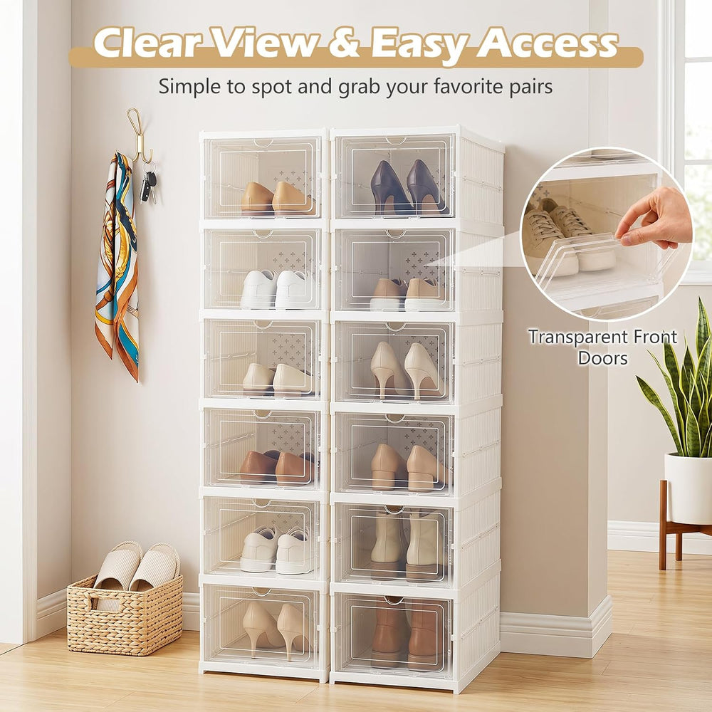 GIANTEX 6 Tier Foldable Shoe Storage Box, Fits 12 Pairs, No-Assembly