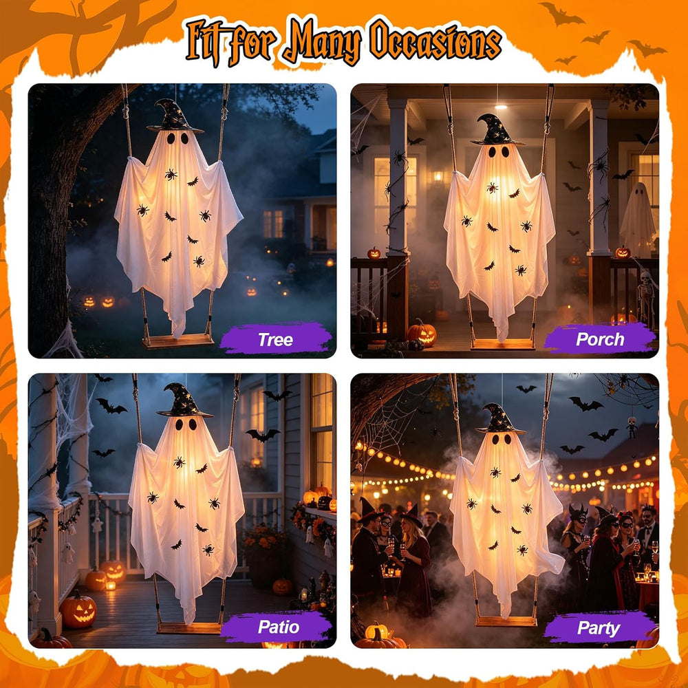 Halloween Outdoor Decorations,5 FT Large Hanging Swing Ghost