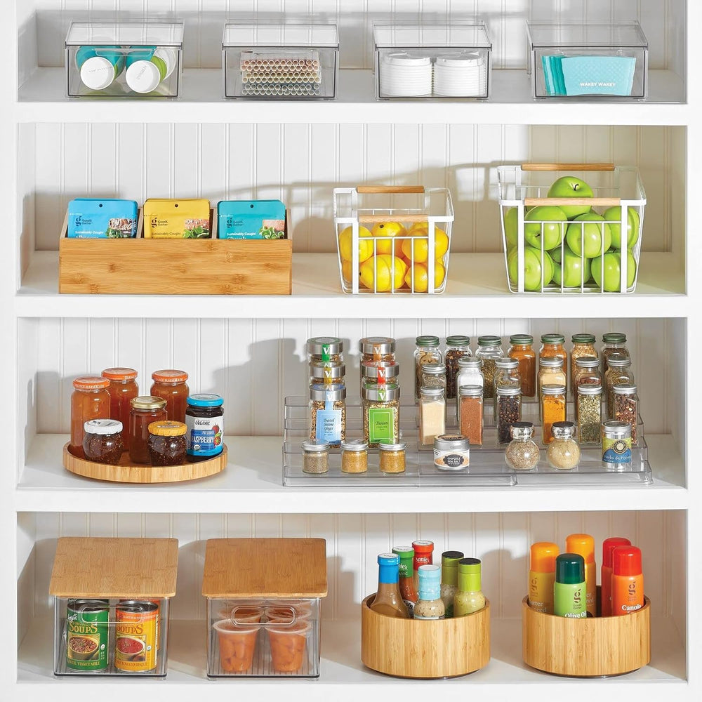 mDesign Plastic Adjustable, Expandable 4-Tier Kitchen Cabinet, Pantry, Shelf ...