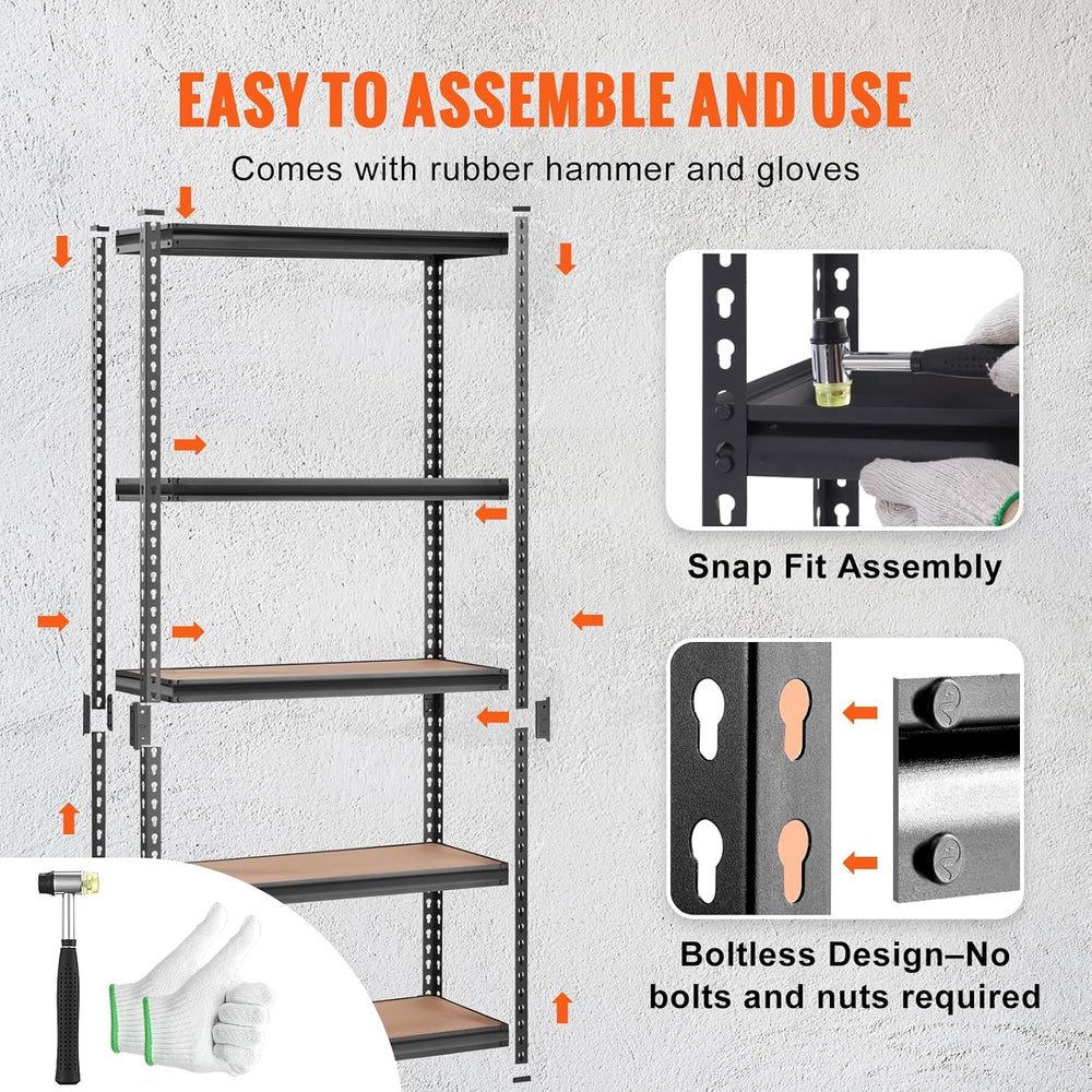 VEVOR Storage Shelves 5-Tier Adjustable 2000 lbs 36"x18"x72" S...
