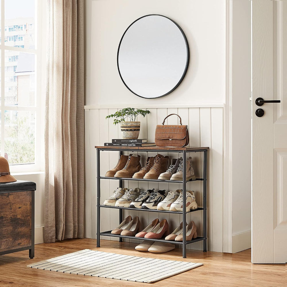 VASAGLE 4-Tier Shoe Rack, 9-12 Pairs, Steel Frame