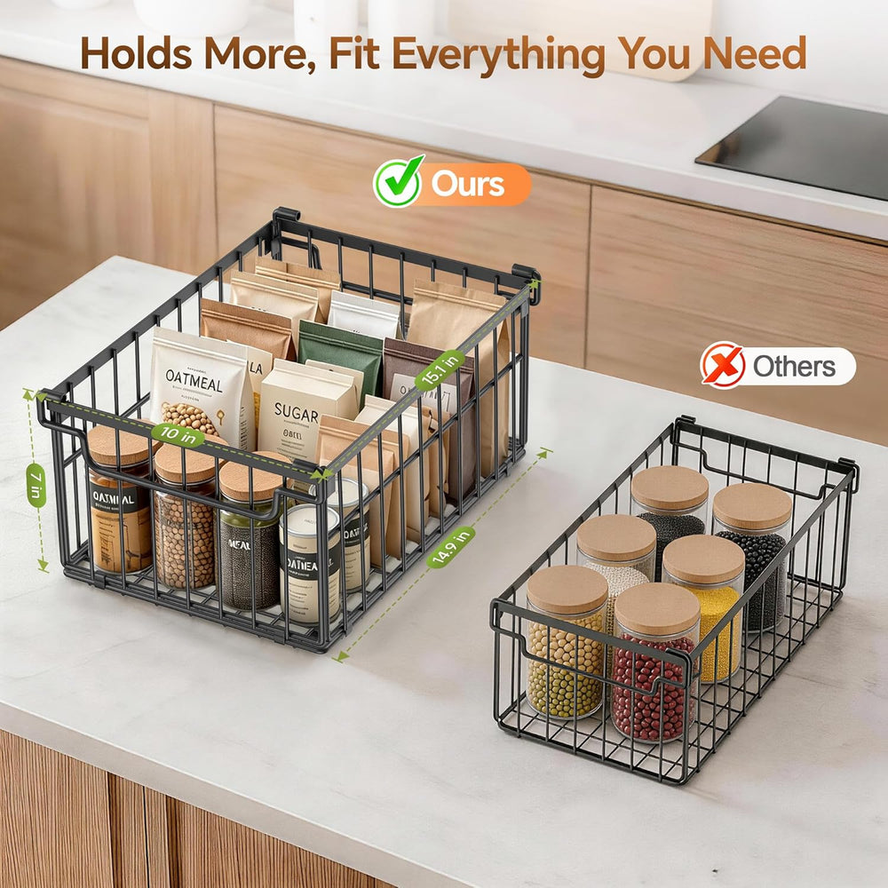Freezer Organizer Bins, 3 Pack Enlarged Baskets for 5-9 Cu.FT Deep Freezer