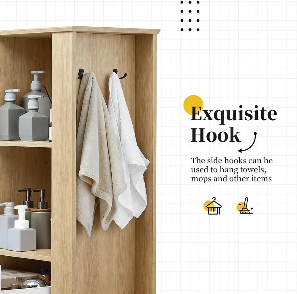 Virubi Tall Storage Cabinet, Tall Laundry Cabinet with Tilt-Out Hamper and Dr...