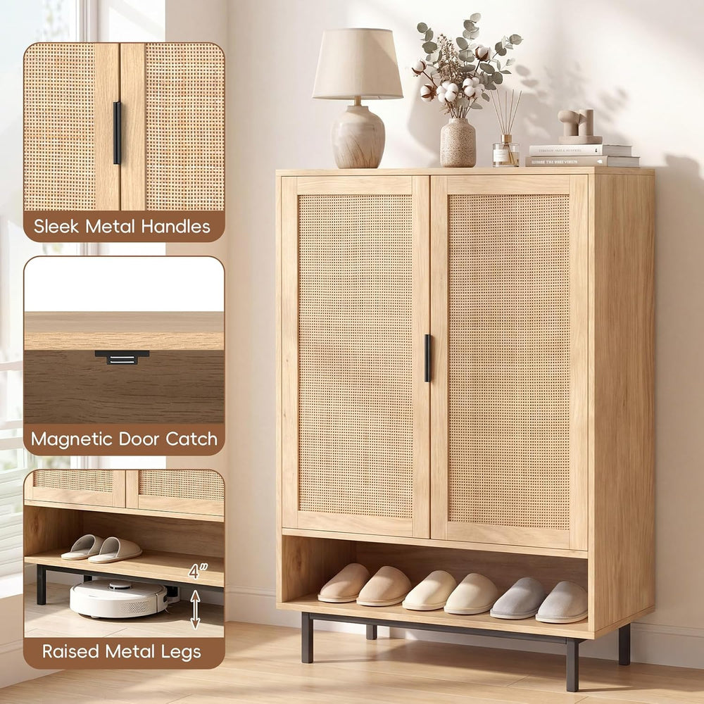 LOKO Shoe Storage Cabinet, Freestanding Hidden Shoe Cabinet (Natural)