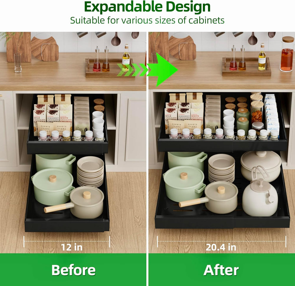 PAKETA 4 Pack Expandable Pull Out Cabinet Organizer,21" Deep