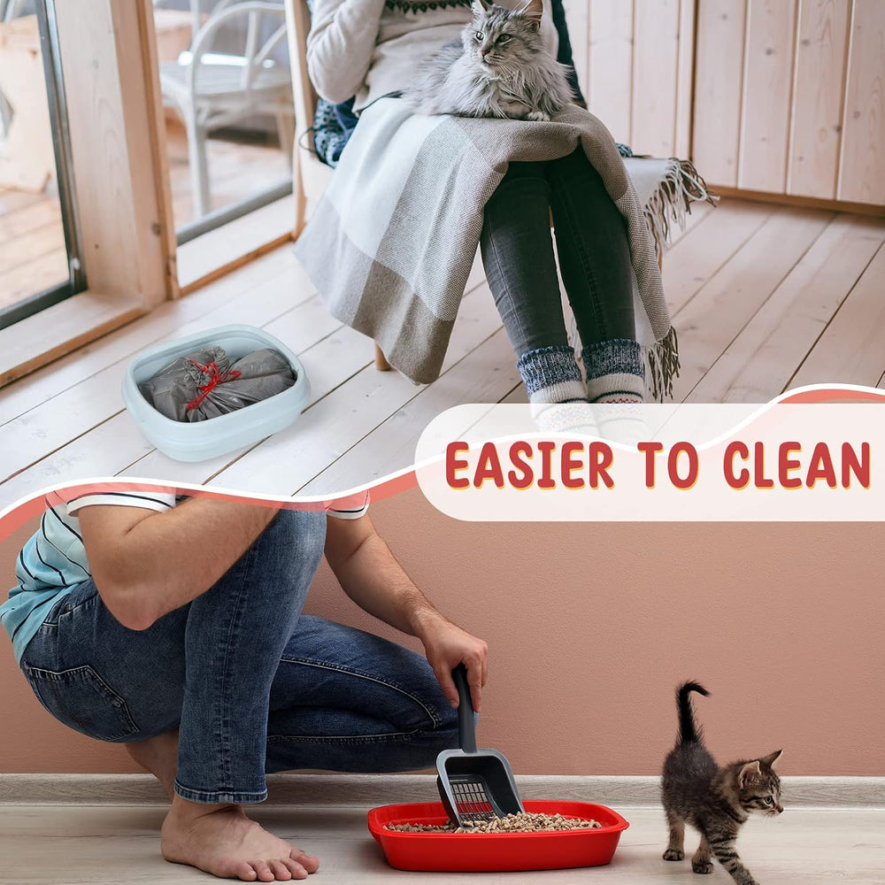Tinlade 50 Count Jumbo Cat Litter Box Liners,39 x 22 Inch,Gray, Red