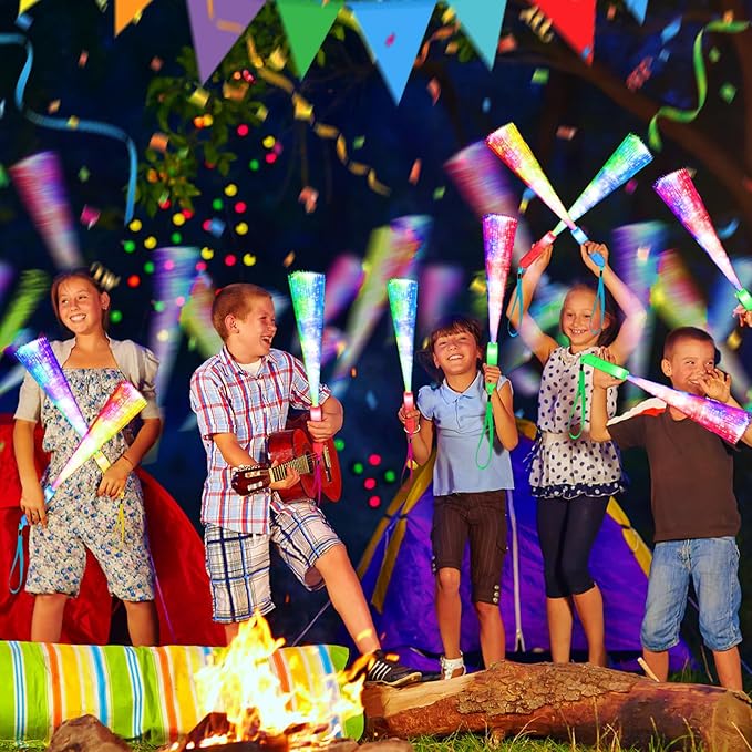 38 PCS Halloween Glow Sticks Bulk, Glow Fiber Optic Sticks, LED Light Wands, ...