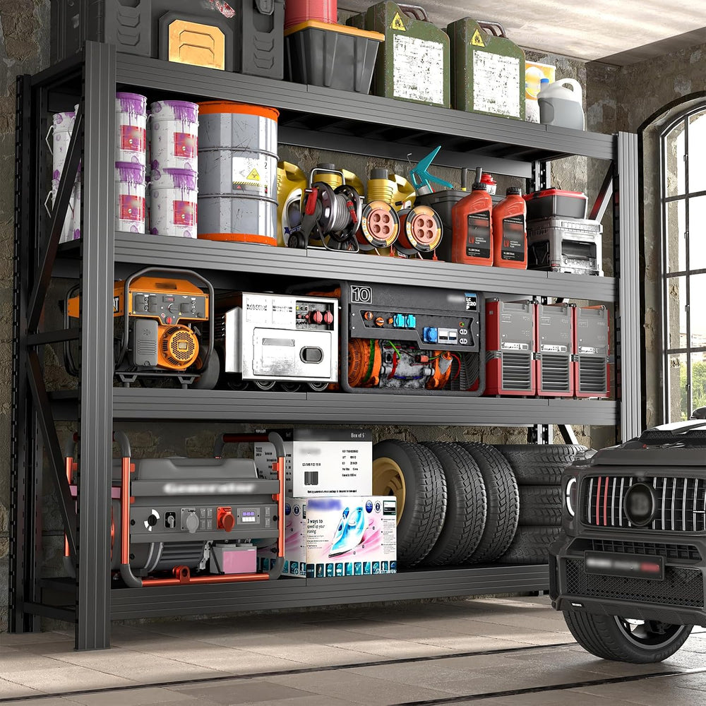 Garage Shelving Heavy Duty, 79" W Extra-Wide Utility Shelving, Black Ind...