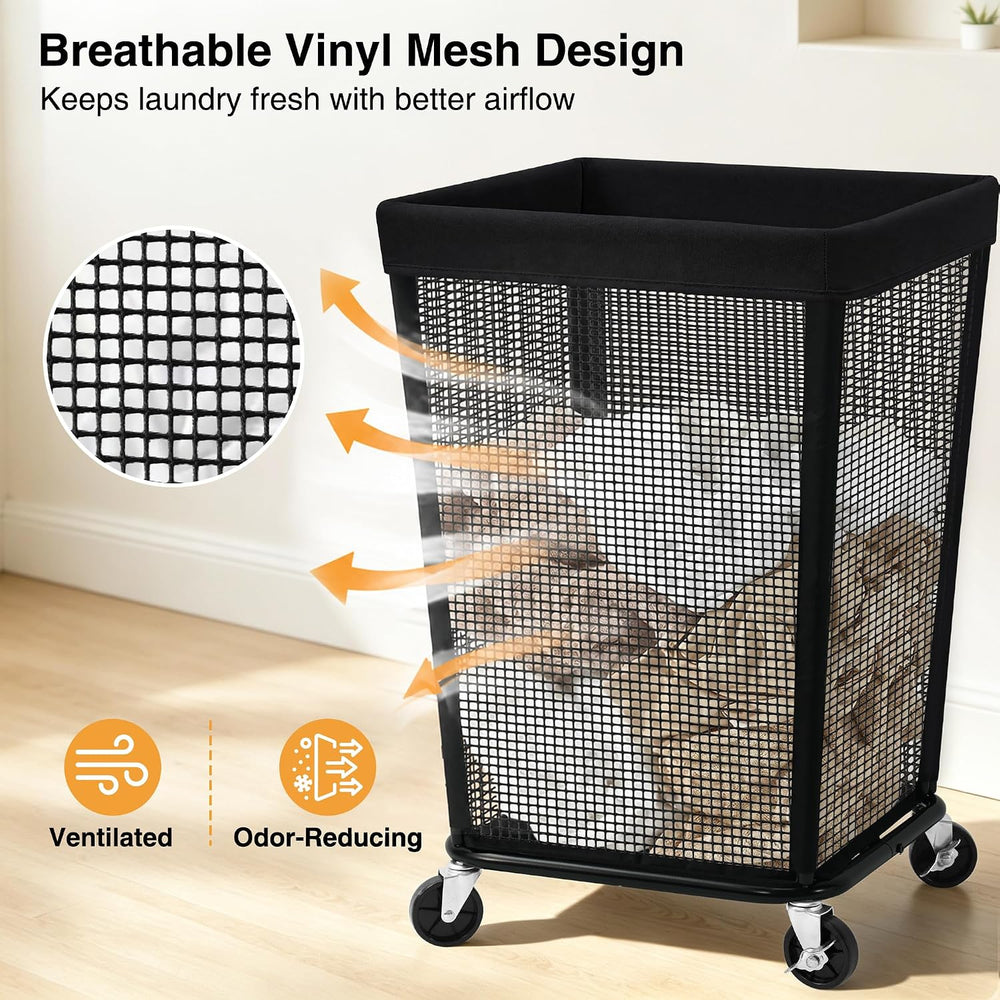 STO STO 160L Rolling Laundry Hamper with Wheels, Laundry Basket, Beige