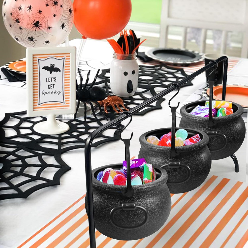 Halloween Decorations Indoor, 3 Pack Witches Cauldron Serving Bowls on Rack