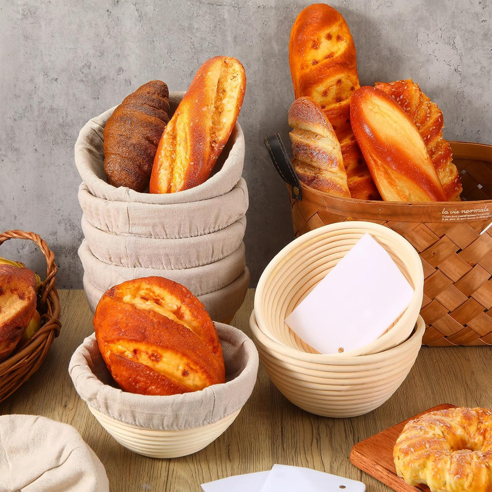 Irenare 10 Pcs Bread Banneton Proofing Basket Round Dough Sourdough Proofing ...
