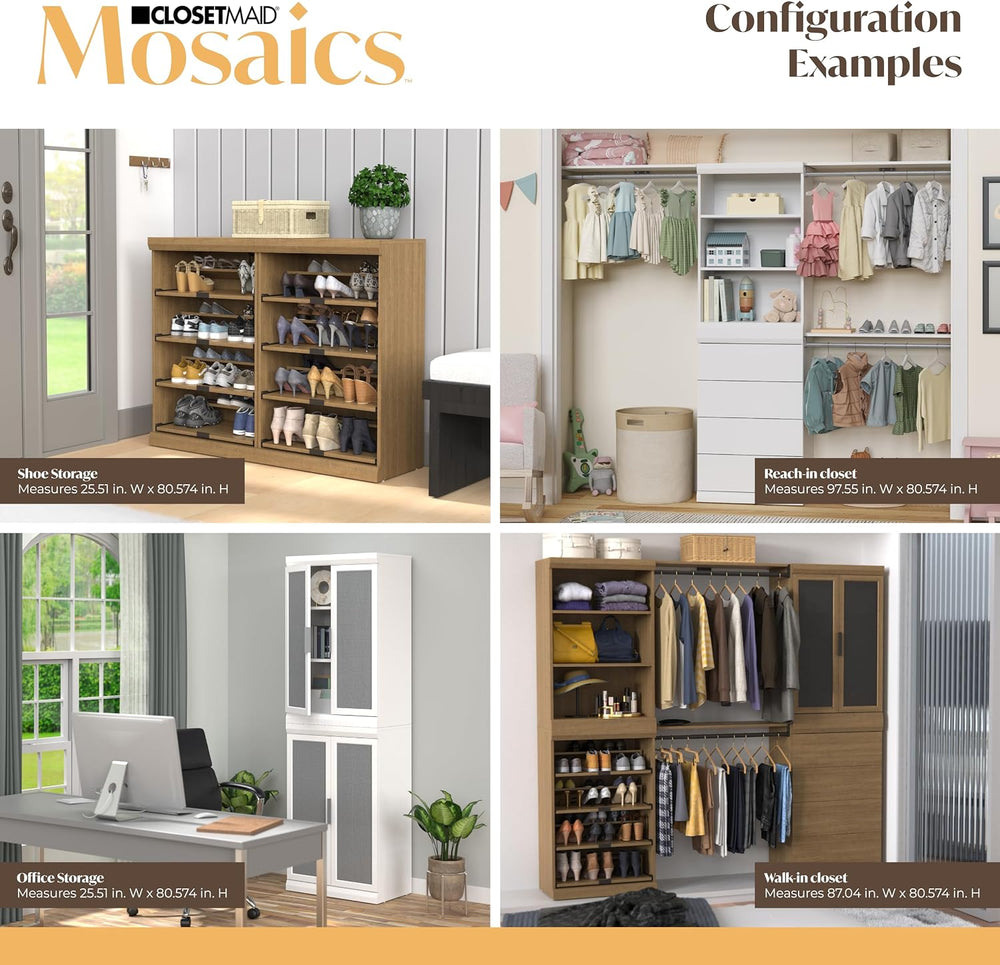 ClosetMaid Mosaics 3 Shelf Closet Organizer, 25.5" W, White