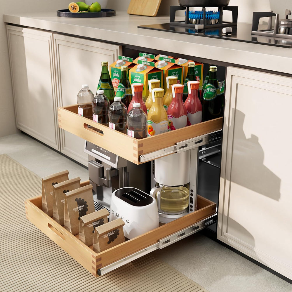 15"W x 21"D 2 Tier Pull Out Drawers for Cabinets, Farmeless&Farme