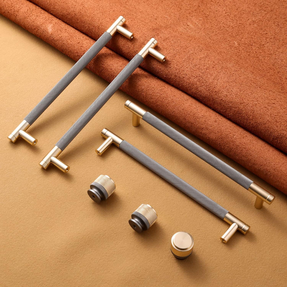 12 Pack 7 1/2 Inch 192 mm Gold and Grey Cabinet Handles Cabinet Pulls Aluminu...