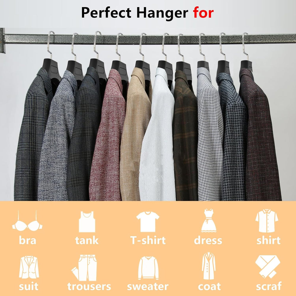 DEDU Suit Hangers for Men 30 Pack Width 17.7", Black Coat Hangers no Sho...