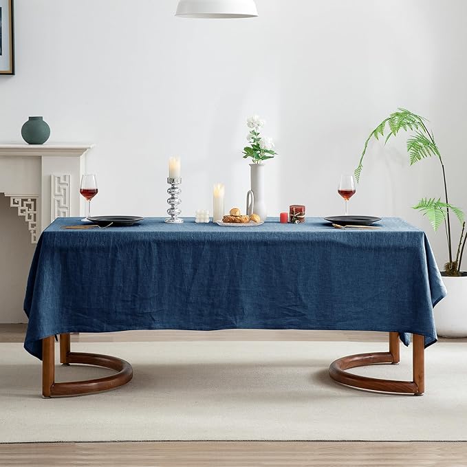 EVERLY 100% Pure Linen Rectangle Tablecloths 60x84Inches for Dining,Buffet Pa...