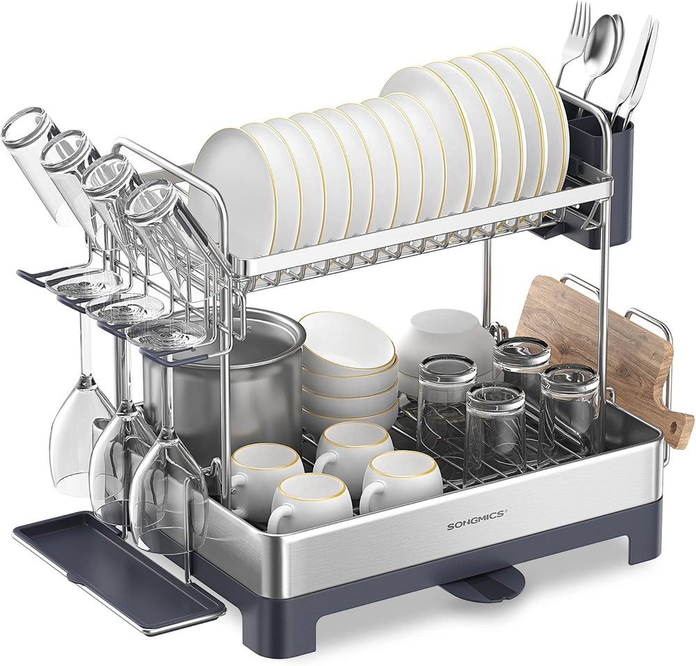 SONGMICS 2 Tier Dish Drying Rack for Kitchen Counter