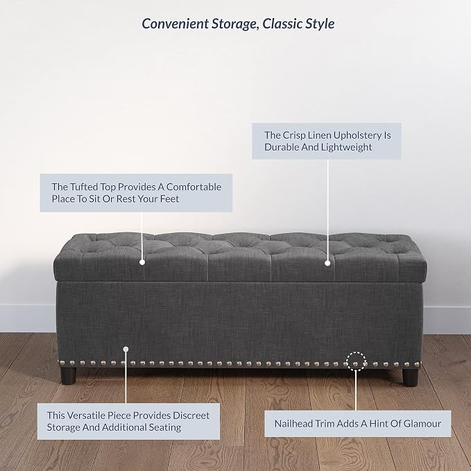 BELLEZE 47" Storage Ottoman, Storage Bench