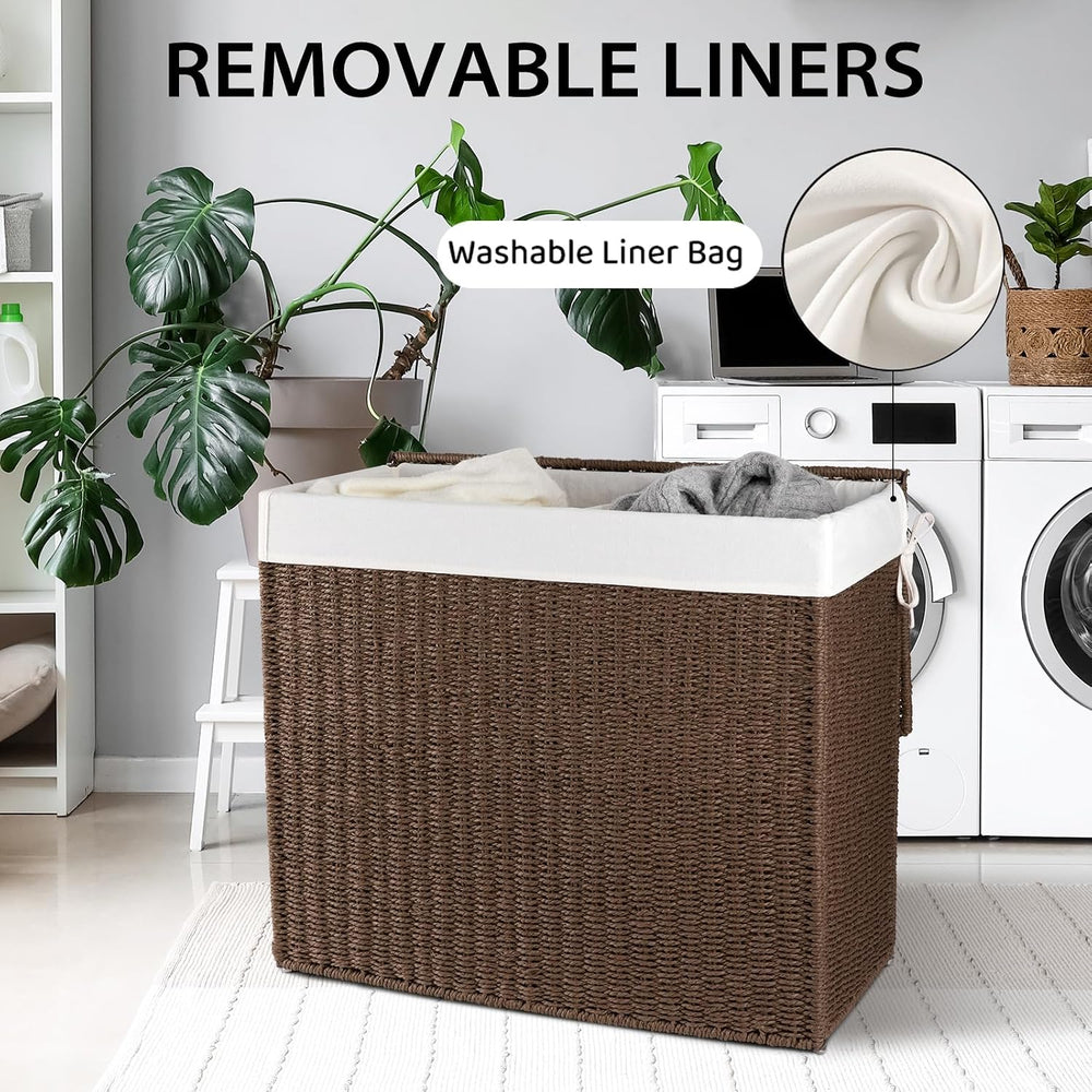 OIAHOMY Laundry Hamper with Lid, 140L(35.7 Gal) Large Wicker Laundry Basket f...