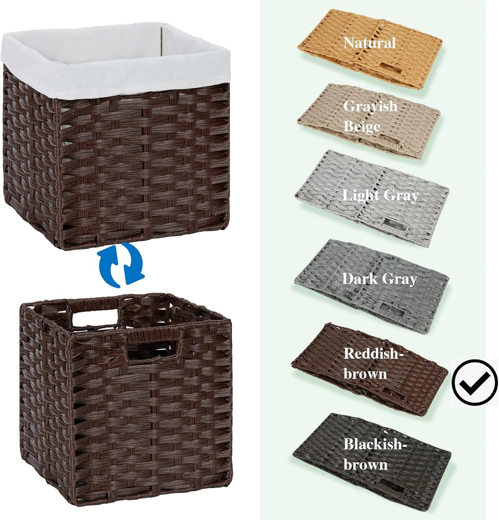 Bidtakay Wicker Storage Baskets with Liners 11x11 Storage Cube Bins for Organ...