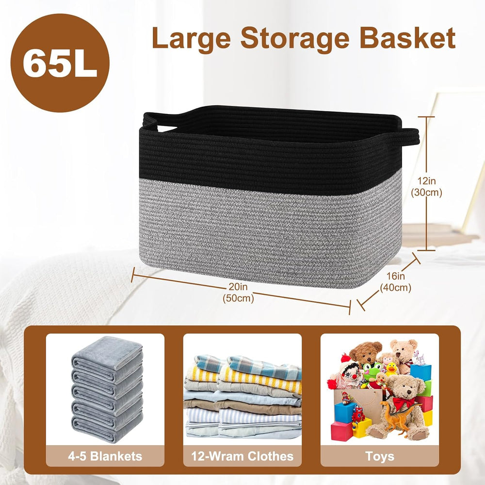 OIASKET 65L Extra Large Blanket Basket Living Room, 19.7"x15.8"x11....