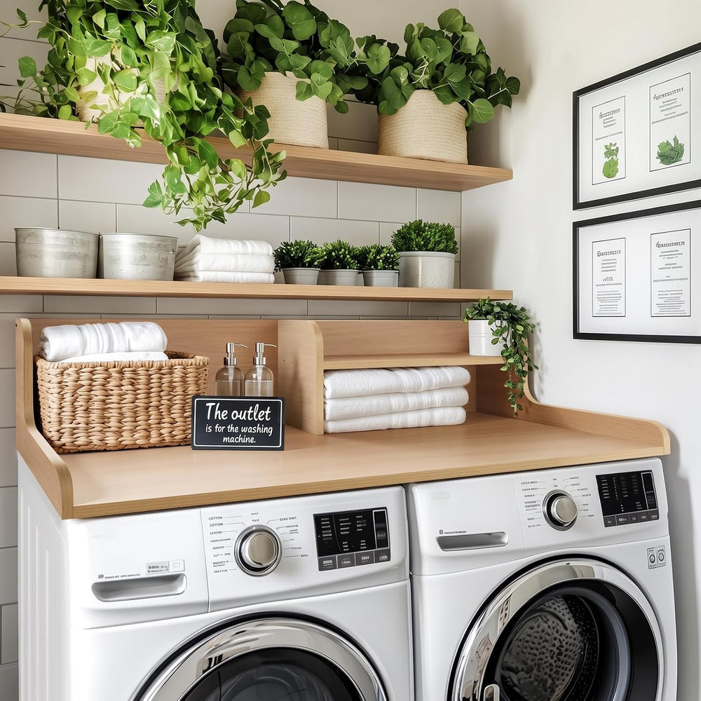 Washer Dryer Countertop 2 Tier 58 inches Wide, Laundry Shelf Topper with Edge...