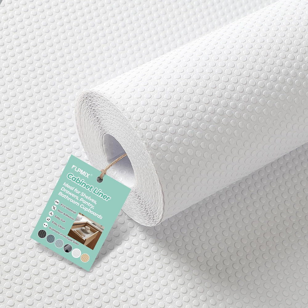 FLPMIX Cabinet Shelf Liner White: Waterproof Non-Adhesive 17.7" W x 300&...