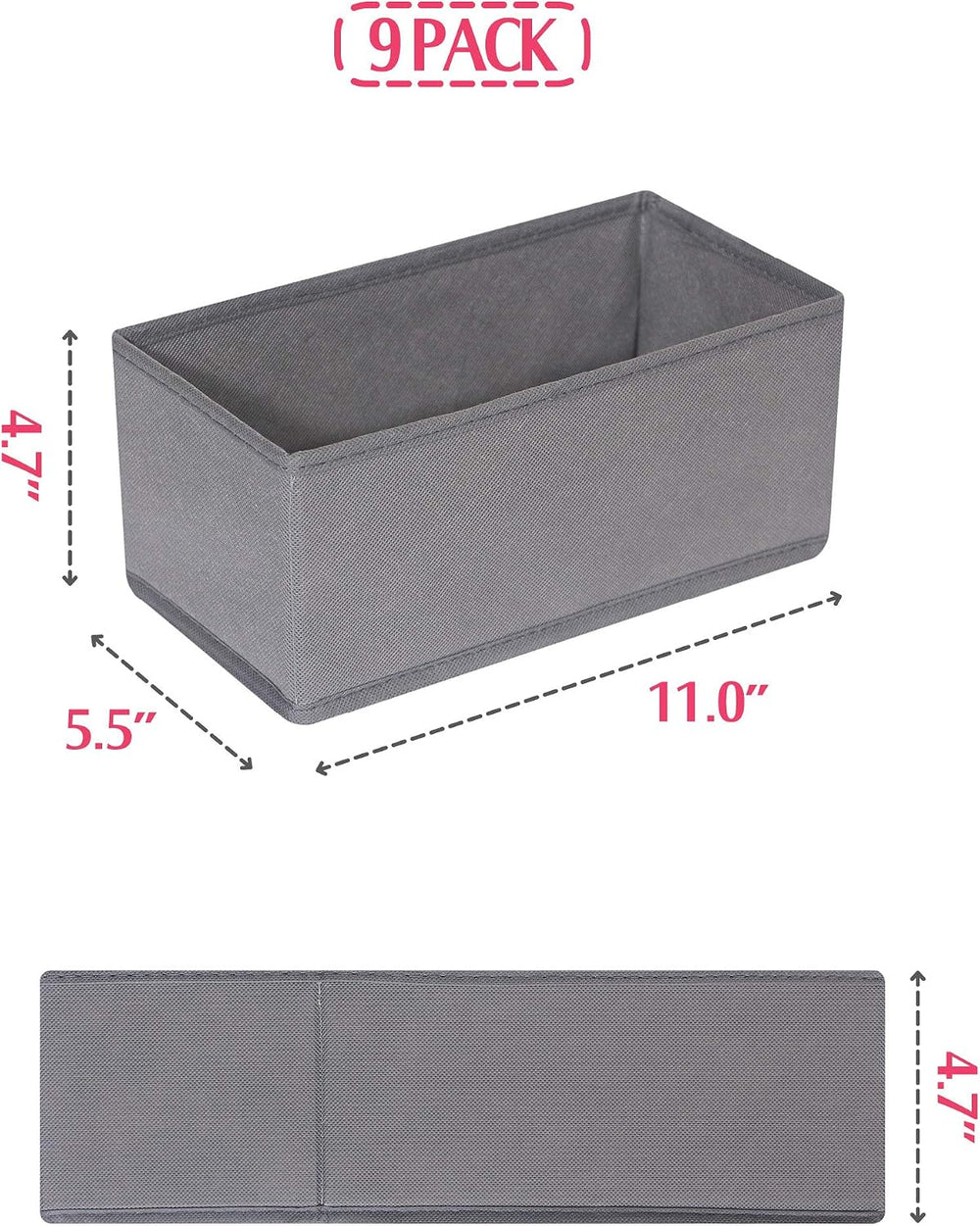 DIOMMELL 9 Pack Foldable Cloth Storage Box Closet Dresser Drawer Organizer Fa...
