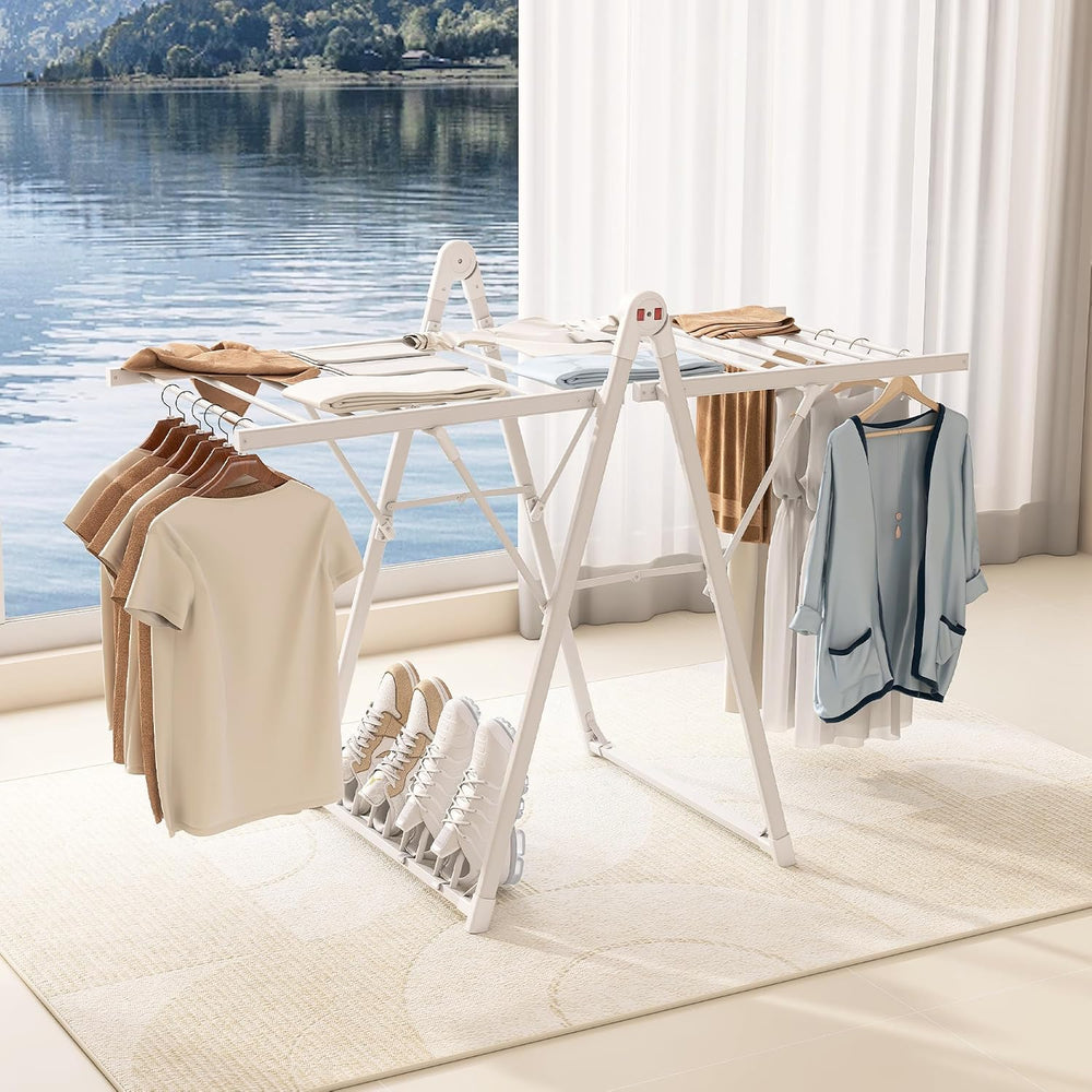 Heating Clothes Drying Rack Foldable Shoes Socks White