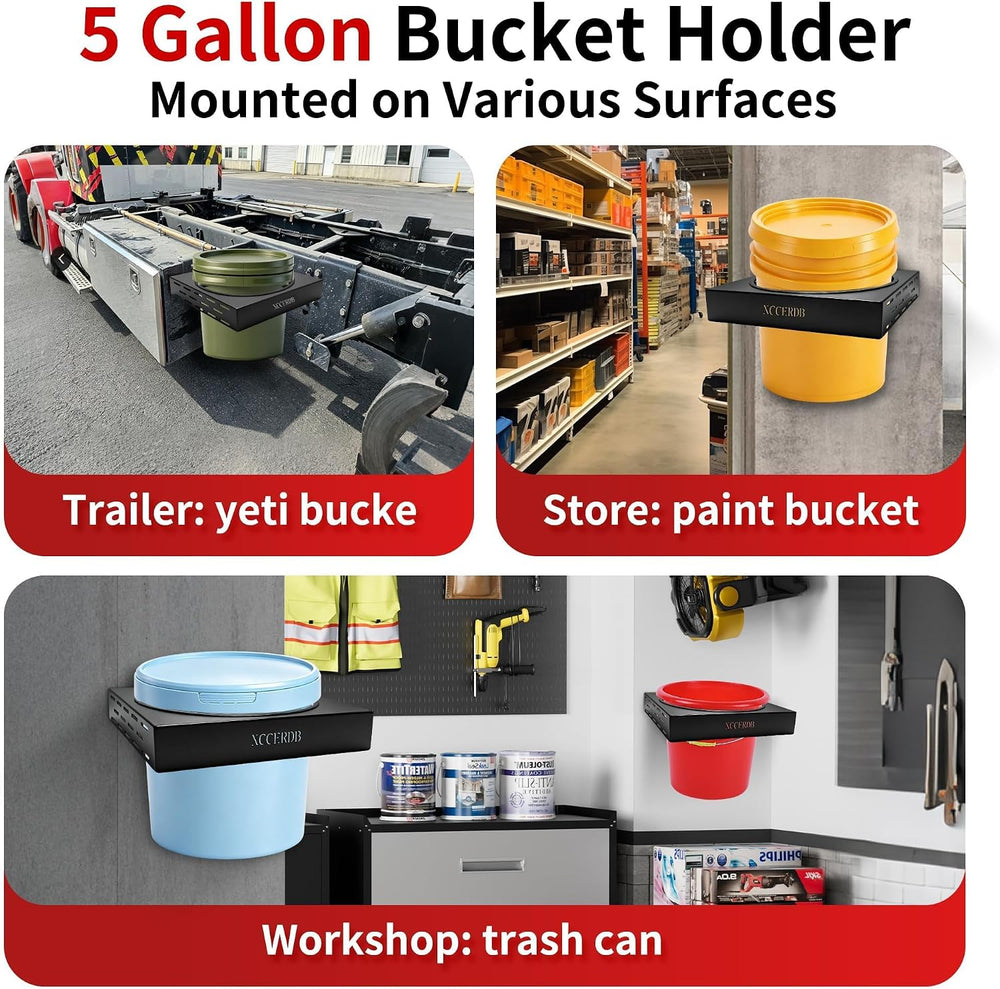 5 Gallon Bucket Holder with Rubber Shock Protection, 11.4" ID
