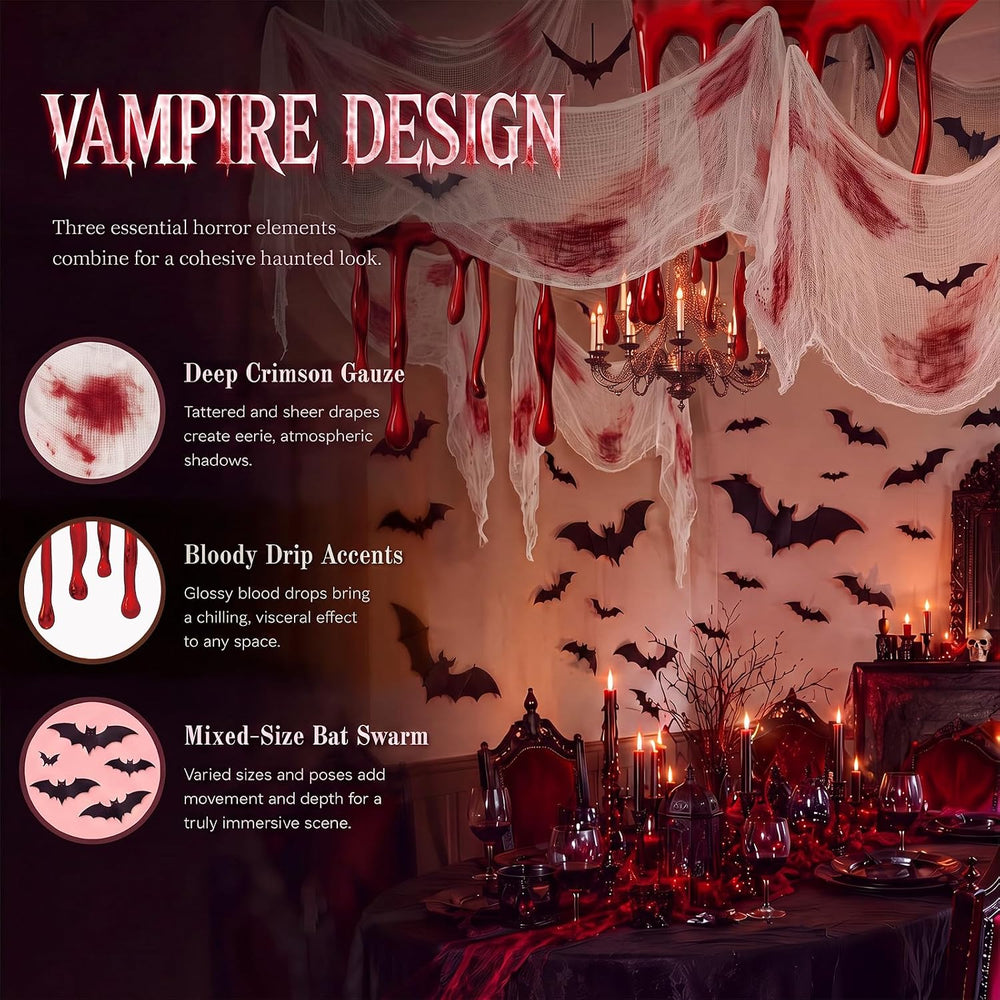 VioraWhite 34 Pcs Vampire Decorations for Halloween Bloody Hanging Decor