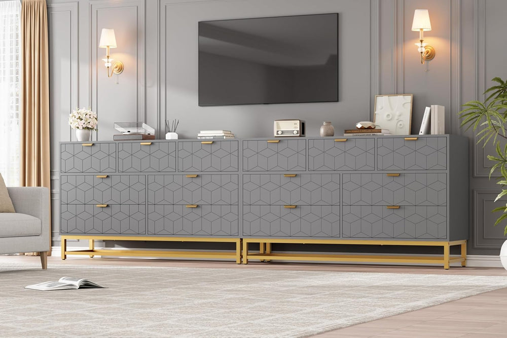 GAOMON 7 Drawer Dresser, Grey Modern 54" Large Dresser for bedoom