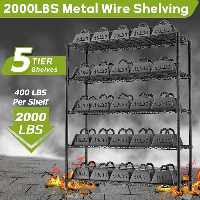 Storage Shelves, 5-Tier Adjustable Metal Industrial Utility Shelf Rack (3 PCS)