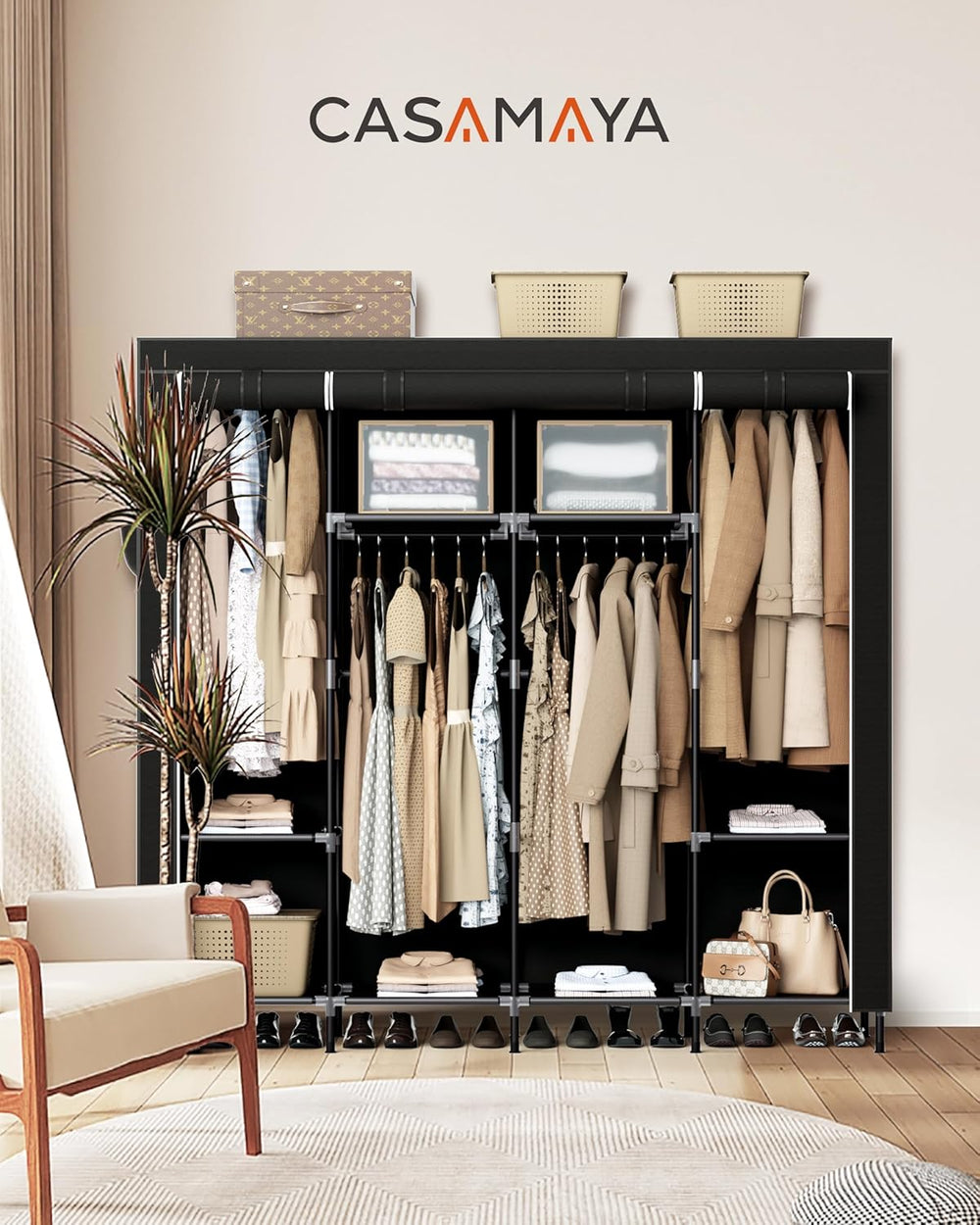CASAMAYA Portable Closet, 66.9 Inch Large Capacity Wardrobe Closet with Cover...
