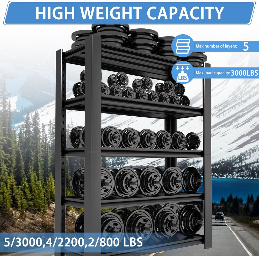 3000 LBS Capacity Metal Storage Rack 72" H x 48" W x 20" D, 5-...