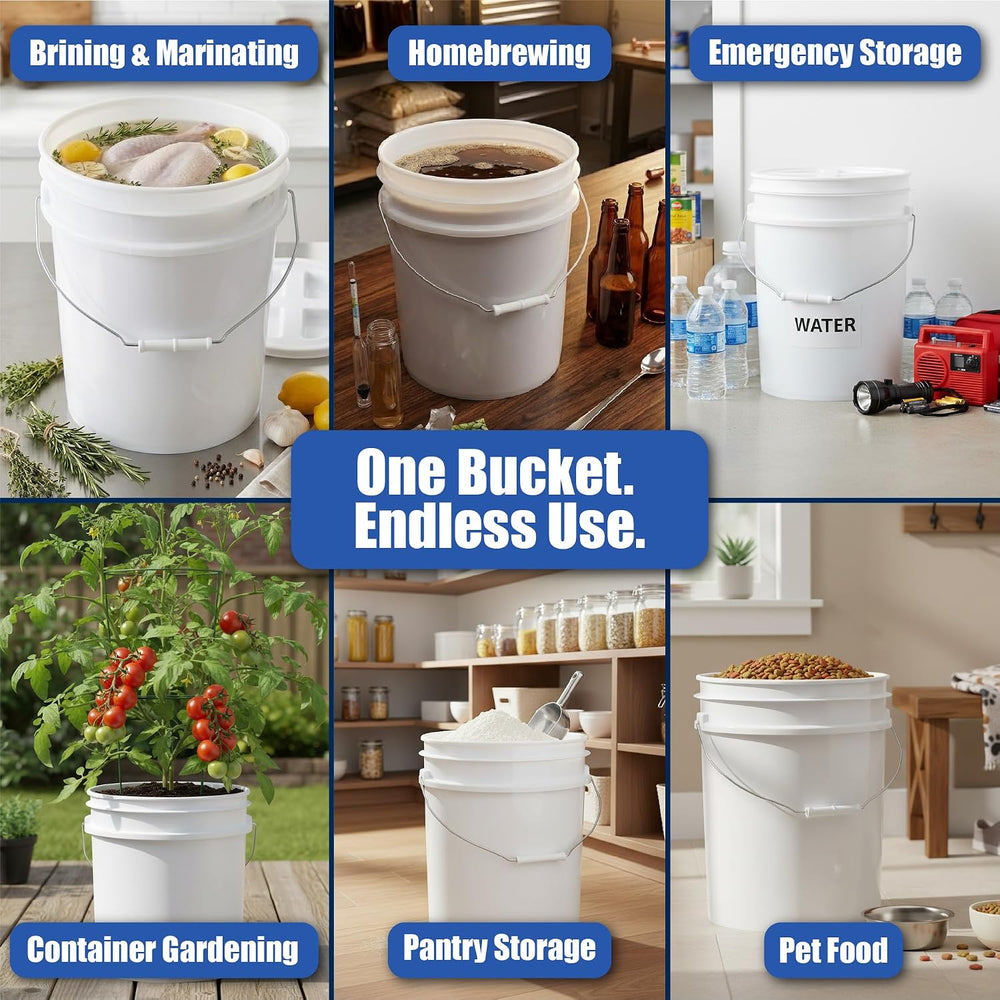 ePackageSupply 5 Gallon Bucket - Food Grade w/Lid BPA-Free, White/Orange, 3