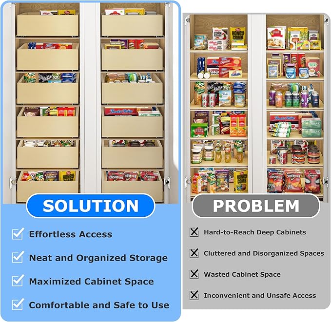 WelFurGeer Soft Close Pull Out Cabinet Organizer, Smooth Slide-Out Shelf