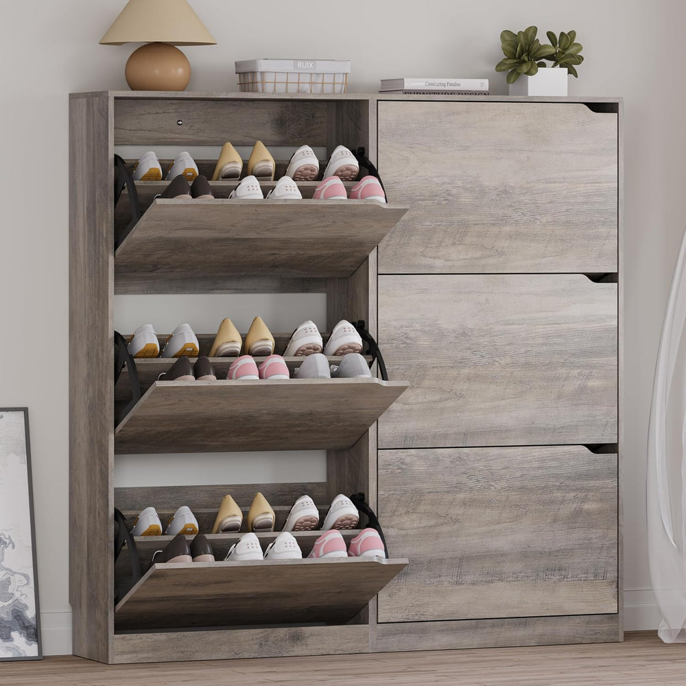 Shoe Cabinet with 6 Flip Drawers, Slim Narrow Shoe Storage Cabinet,