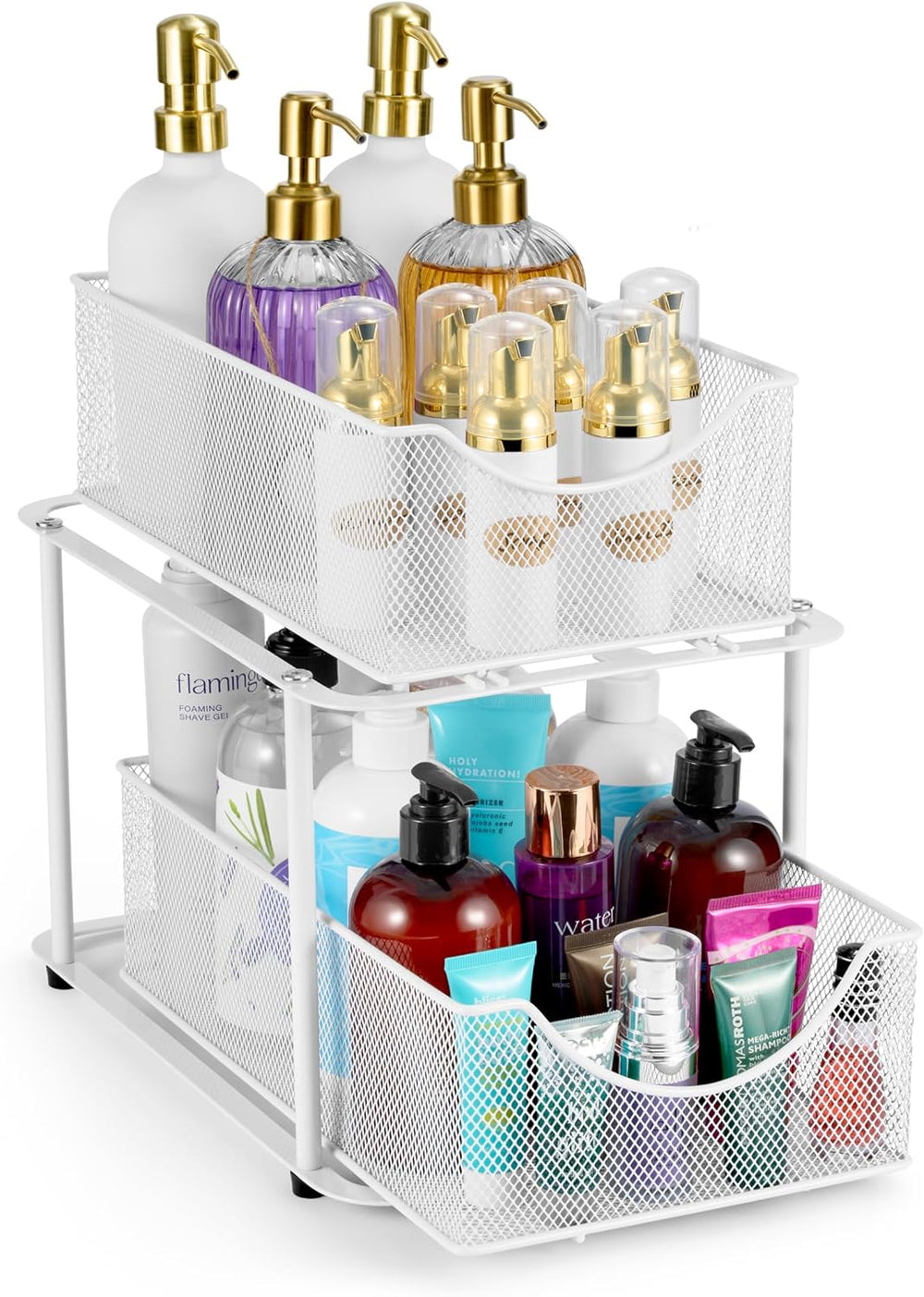 Sorbus Pull-Out Under Sink Organizer, Mesh Construction (White, 1 Pack)