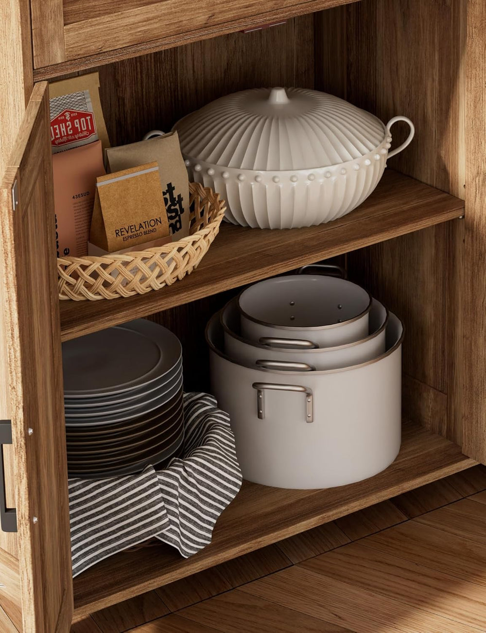 Coffee Bar Storage Cabinet with Drawers, Kitchen Buffet Cabinet